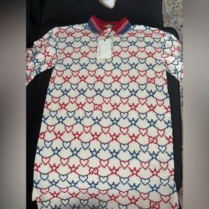 Brand new Gucci girls Red and Blue Heart Star Polo dress size 8